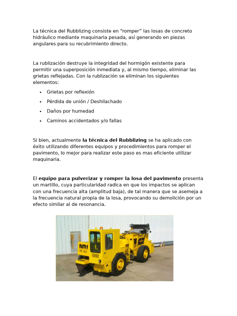Rubblizing: Rehabilitación de Pavimentos | PDF | Hormigón | Martillo