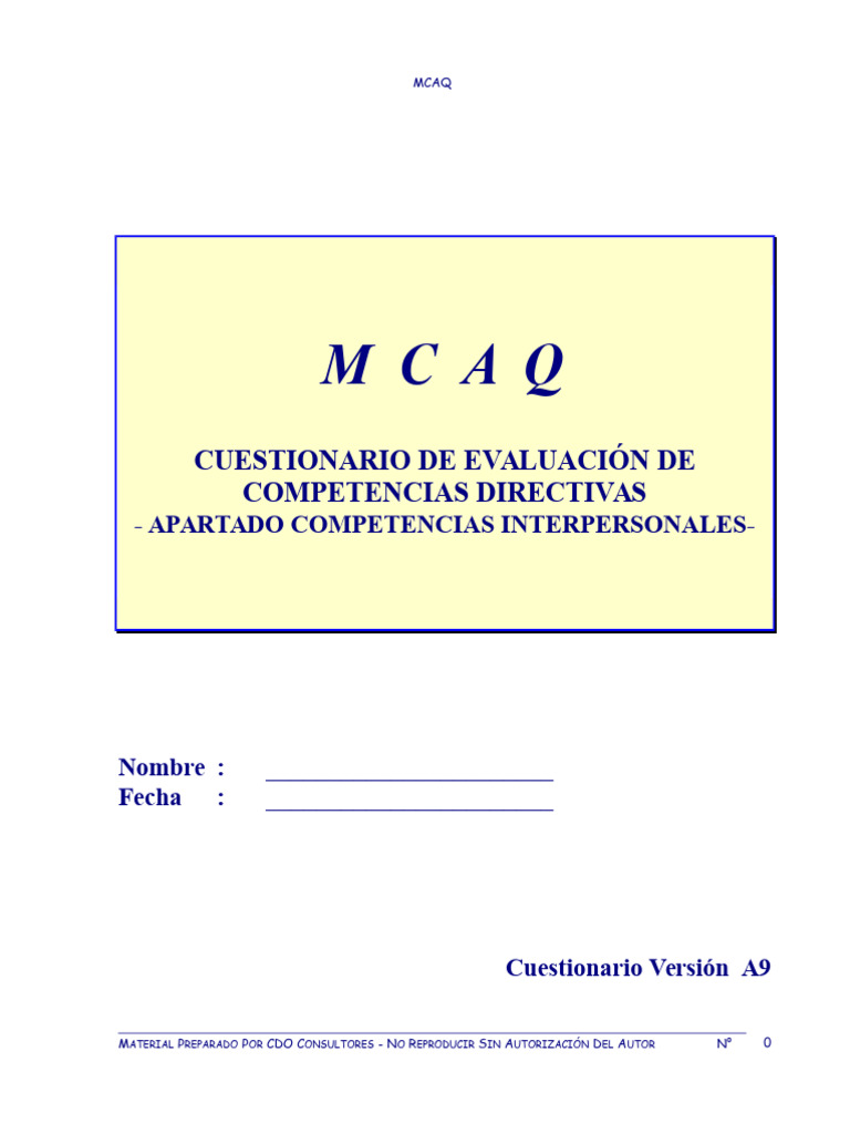 Protocolo MCAQ | PDF | Sicología | Psicología Social
