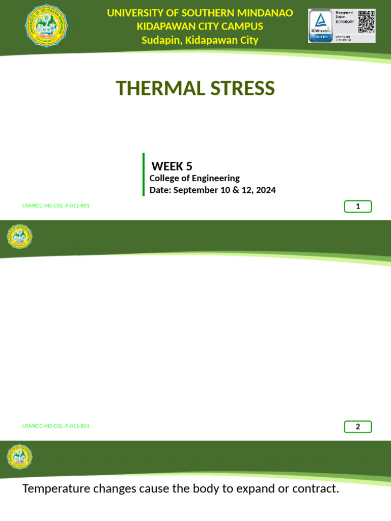 Thermal Stress Week 5 | PDF | Deformation (Engineering) | Stress ...