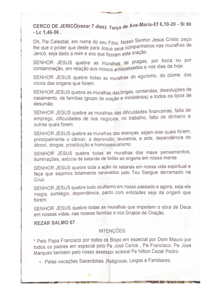 CERCO DE JERICÓ (Rezar 7 Dias) Terço de Ave-Maria-Ef 6,10-20 - SI 90 | PDF