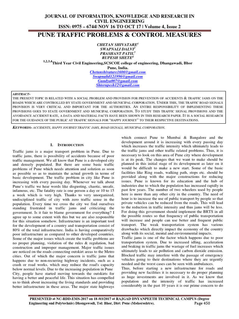 Pune Traffic Issues and Solutions | PDF | Traffic | Road