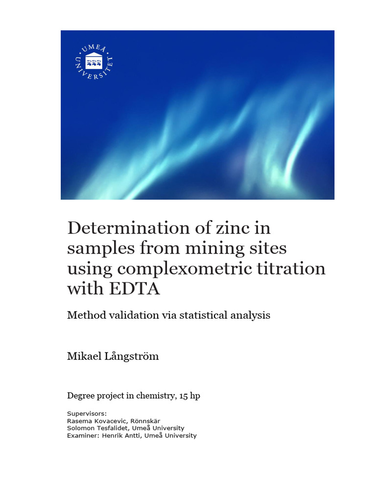 Zinc Analysis in Mining Samples via EDTA | PDF | Titration | Chemistry
