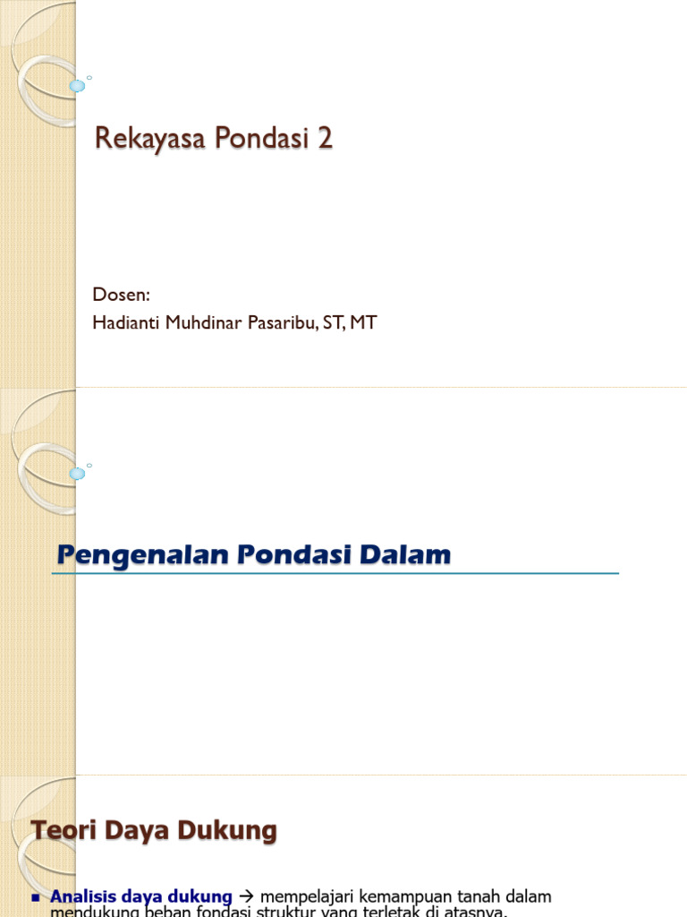 Rekayasa Pondasi 2 2 Pengenalan Pondasi Dalam Pdf