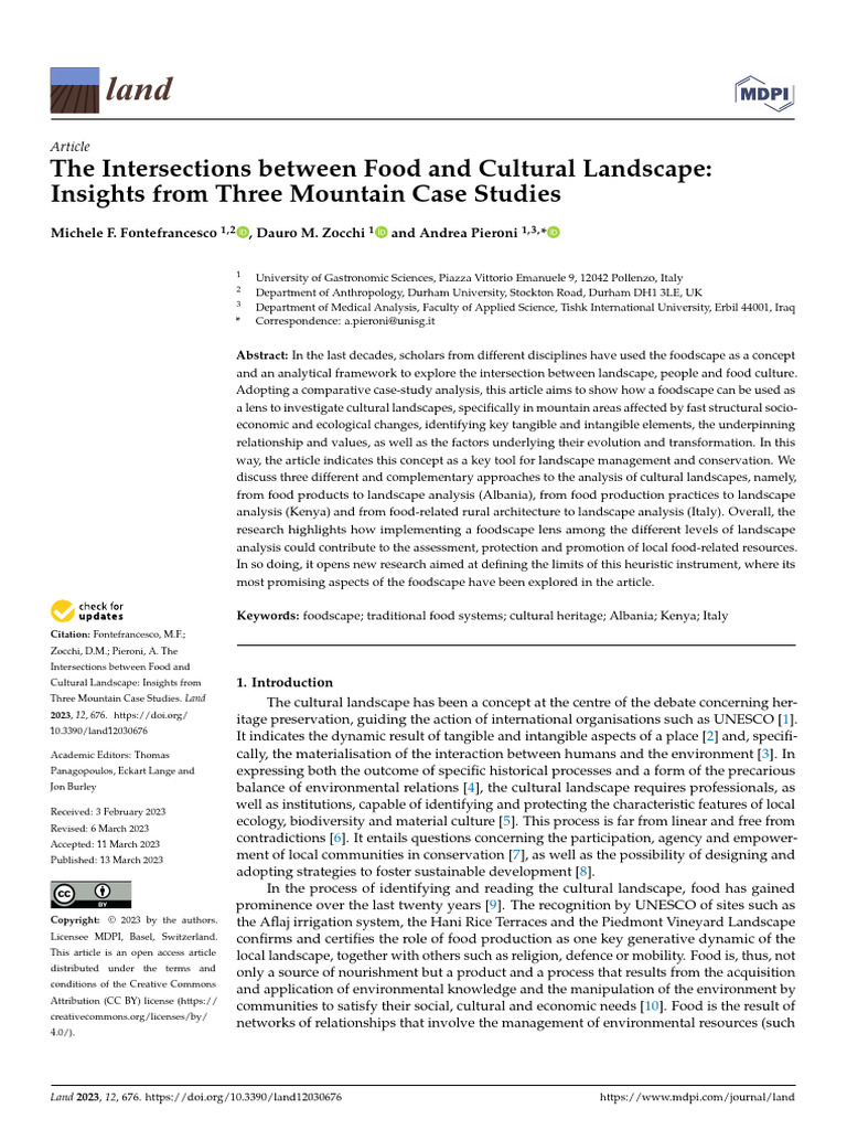 The Intersections Between Food and Cultural Landscape | PDF ...