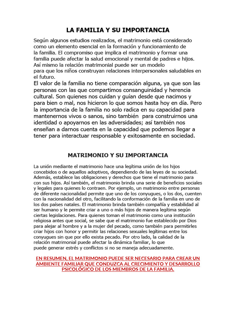 Importancia del Matrimonio en la Familia | PDF | Ciencias sociales ...