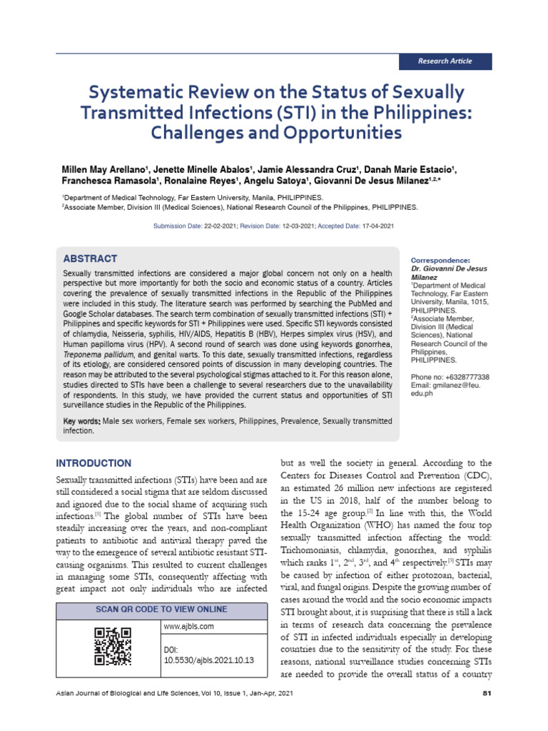 STI Status in the Philippines: Review | PDF | Sexually Transmitted ...