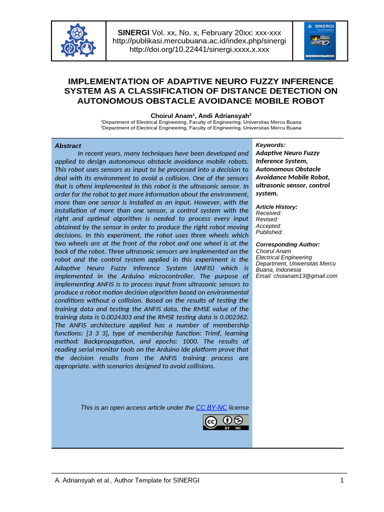 ANFIS for Autonomous Robot Obstacle Avoidance | PDF | Fuzzy Logic ...