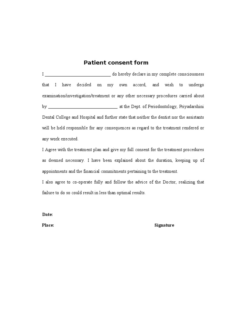 Dental Treatment Consent Form | PDF