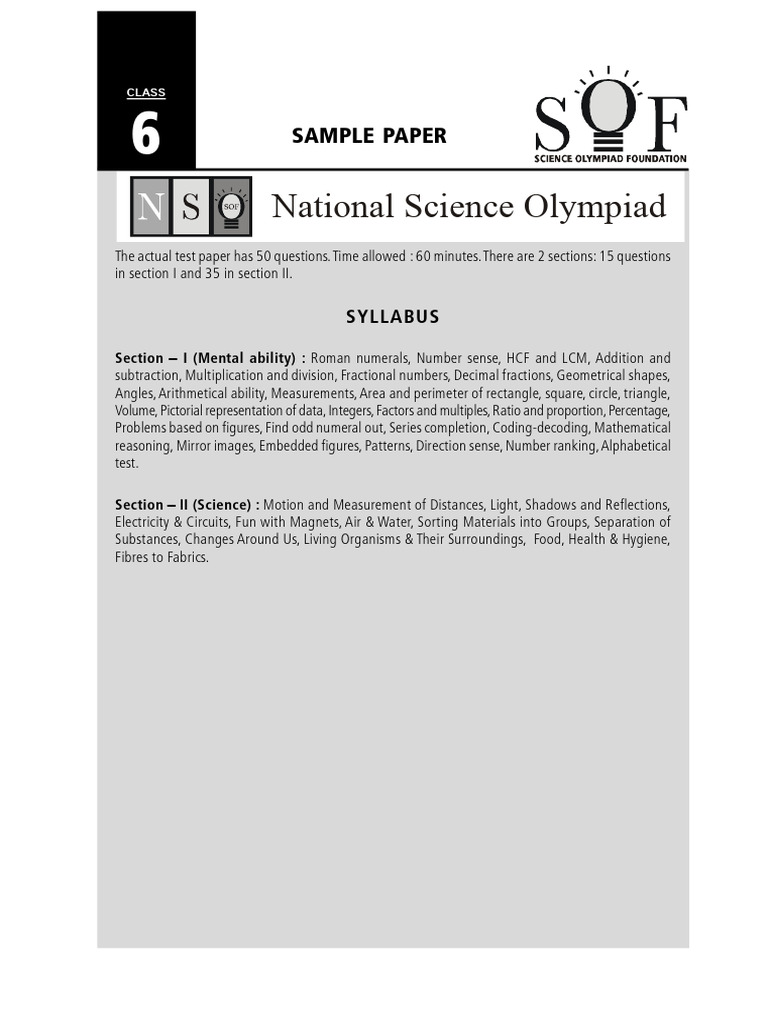 National Science Olympiad Sample Paper | PDF | Earth | Combustion