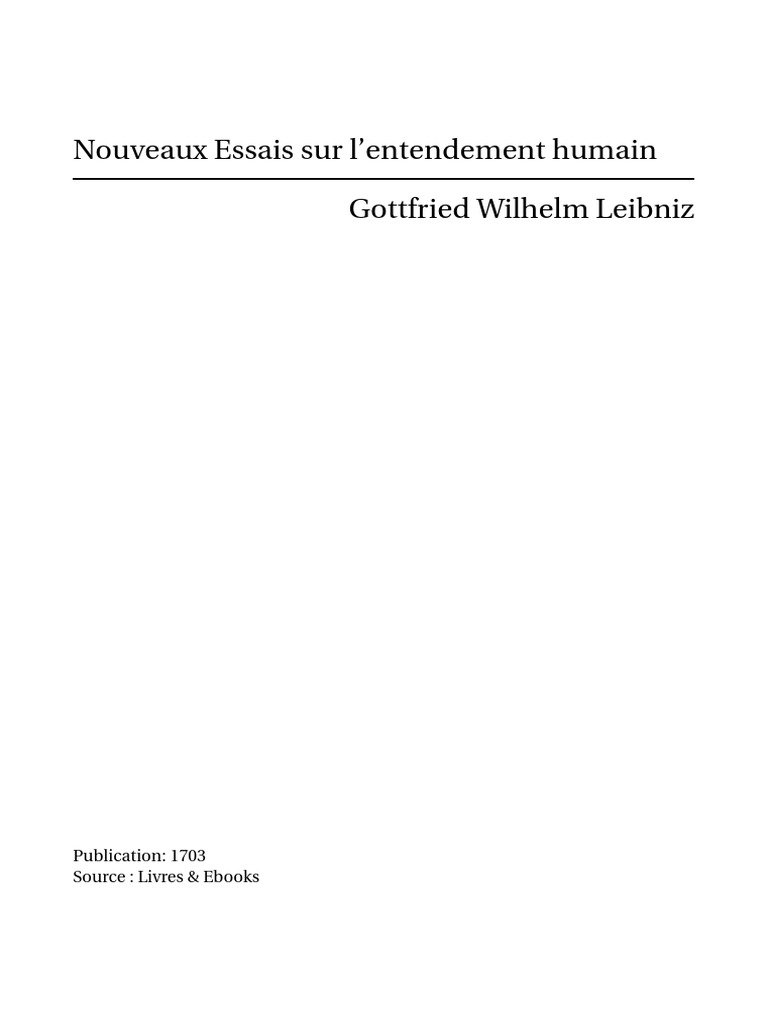 Nouveaux Essais sur l'Entendement Humain | PDF | Sciences et ...