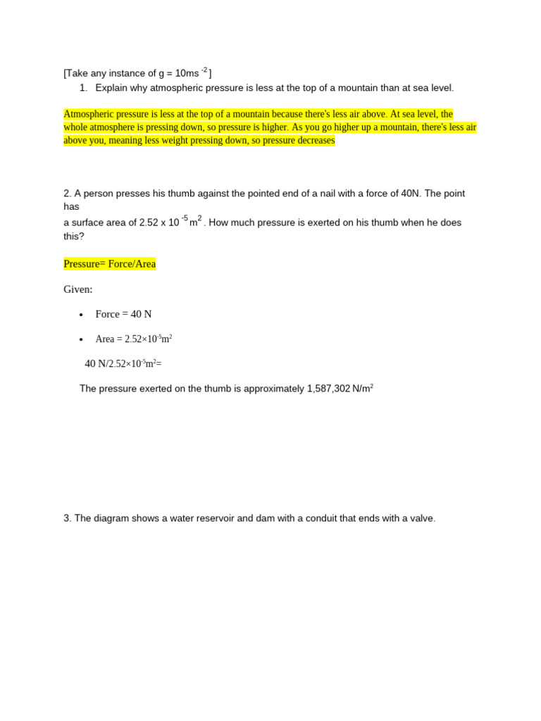 Atmospheric Pressure and Fluid Dynamics | PDF | Science & Mathematics