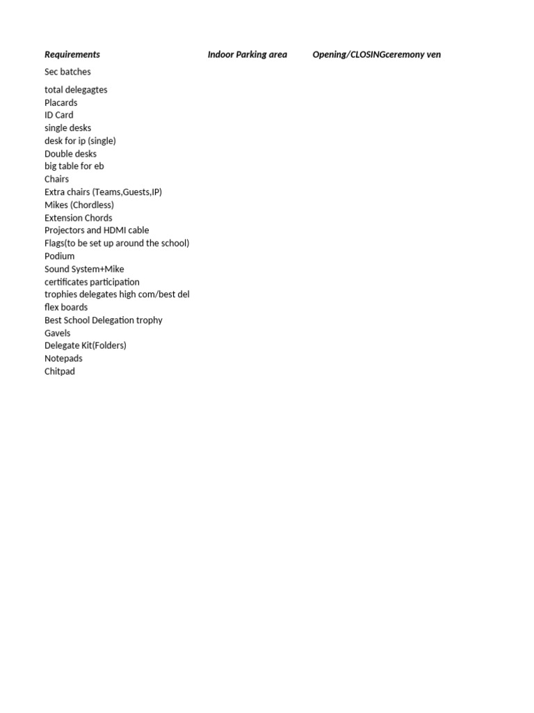 Logistics Requirement Copy 2 | PDF