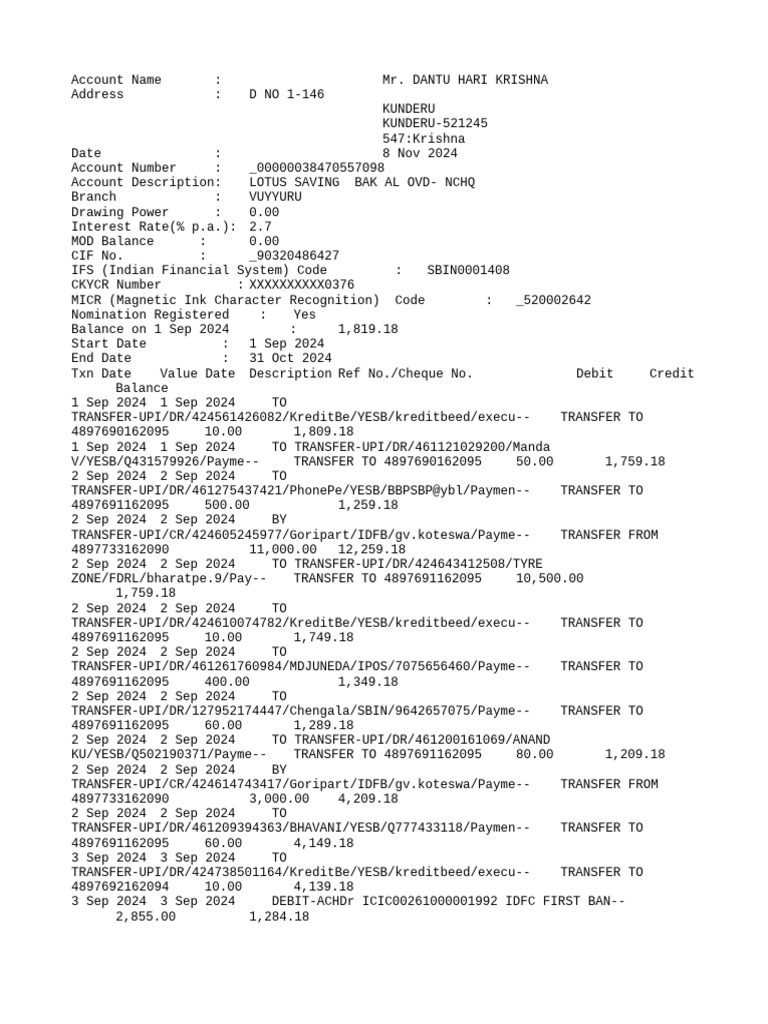 Bank Statement Analysis | PDF | Financial Services | Payments