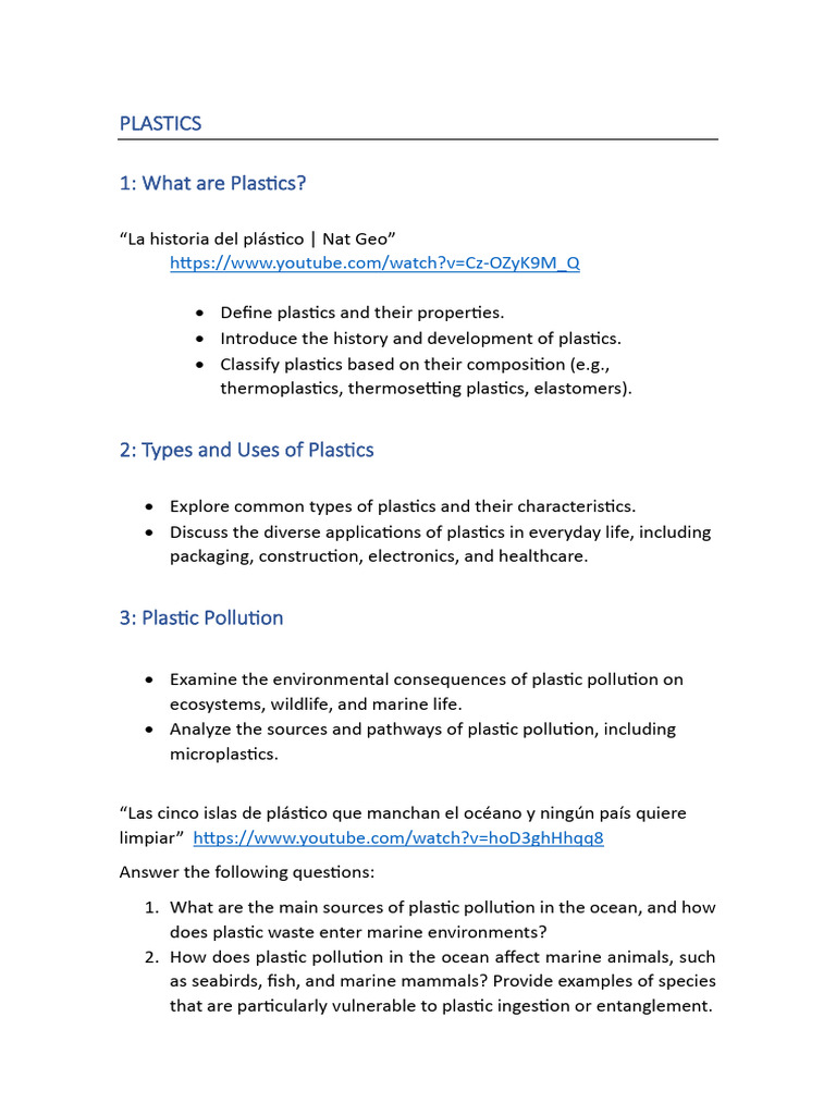 Understanding Plastics: Types, Pollution, and Recycling | PDF | Science ...