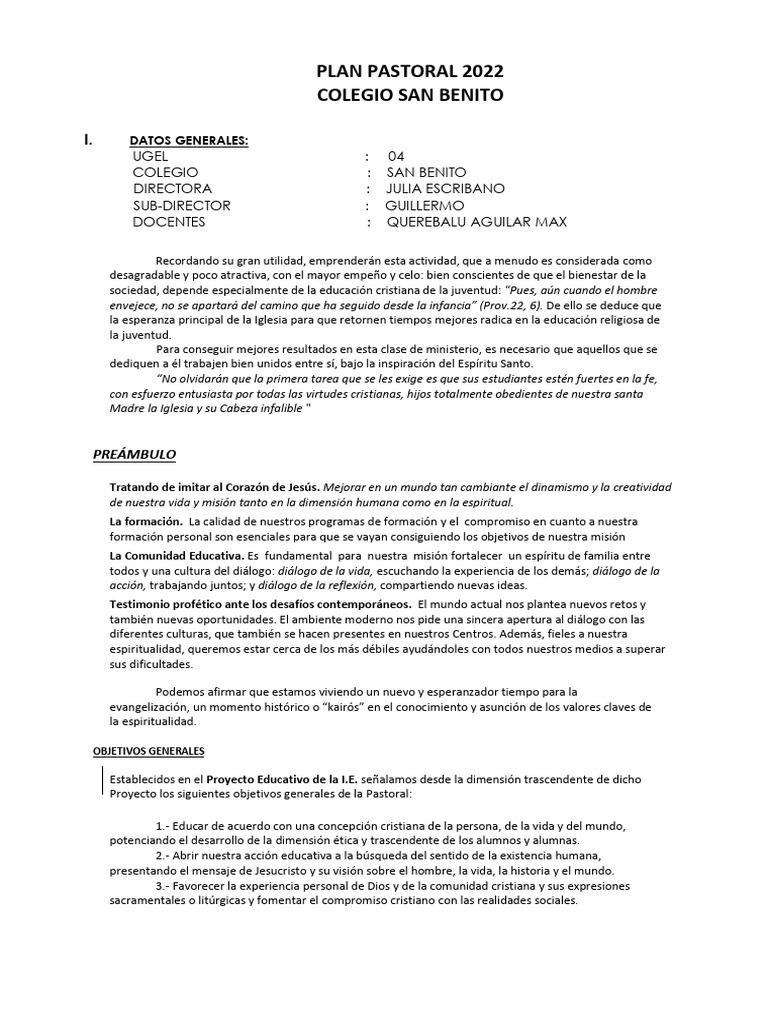 Plan Pastoral y Actividades 2022 | PDF | eucaristía | Iglesia Católica
