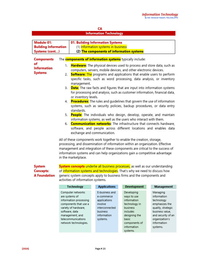 Components of Information Systems Explained | PDF | System | Information