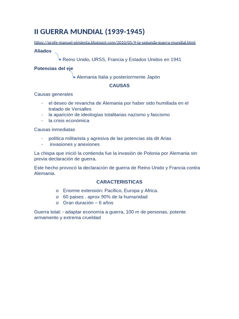 Causas y Consecuencias de la II Guerra Mundial | PDF