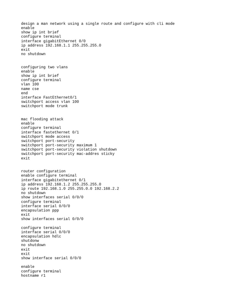 Configuring a Man Network with CLI | PDF | Computers