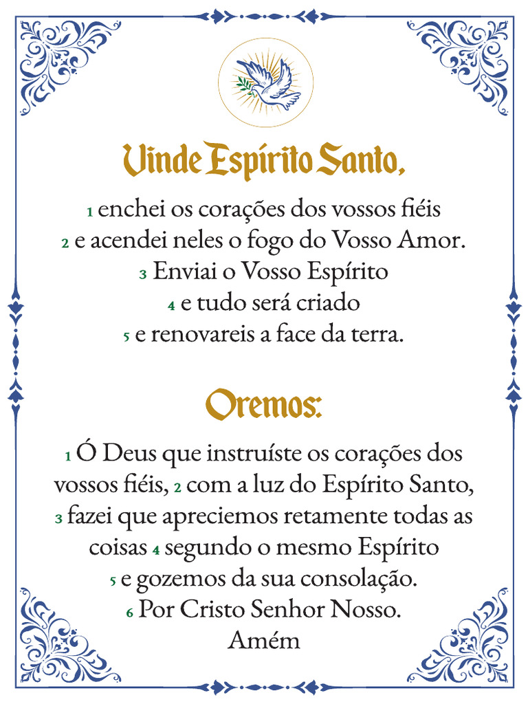 Oração Vinde Espirito Santo Pdf
