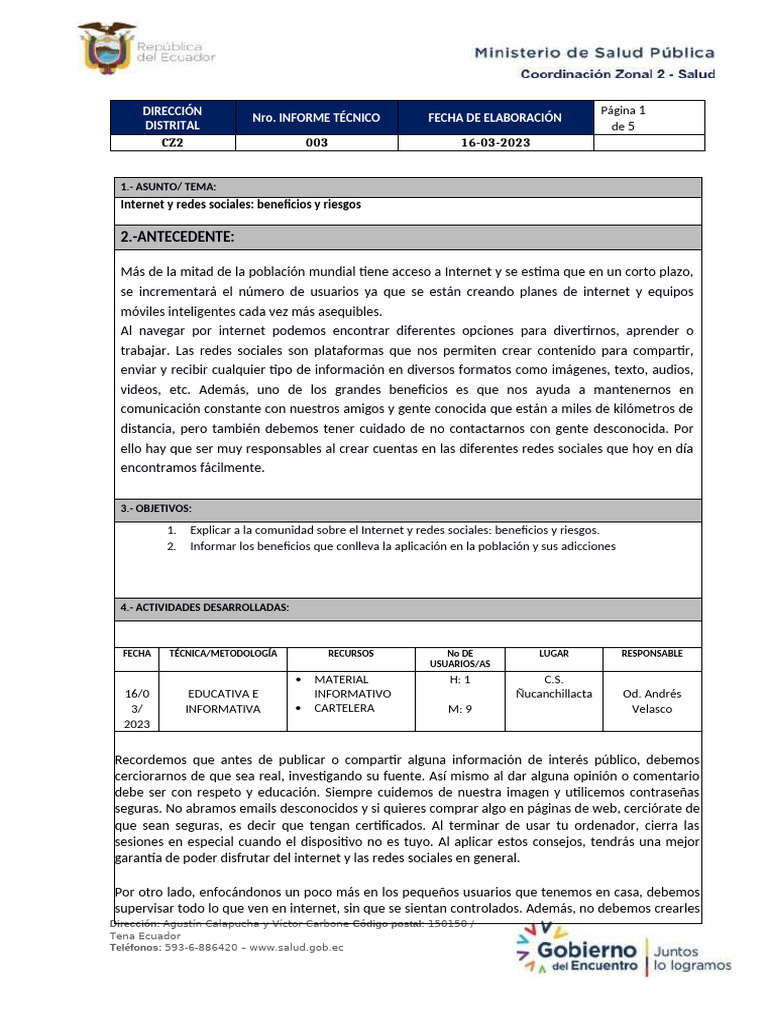 Internet y Redes Sociales Beneficios y Riesgos | PDF | Internet | Acoso ...