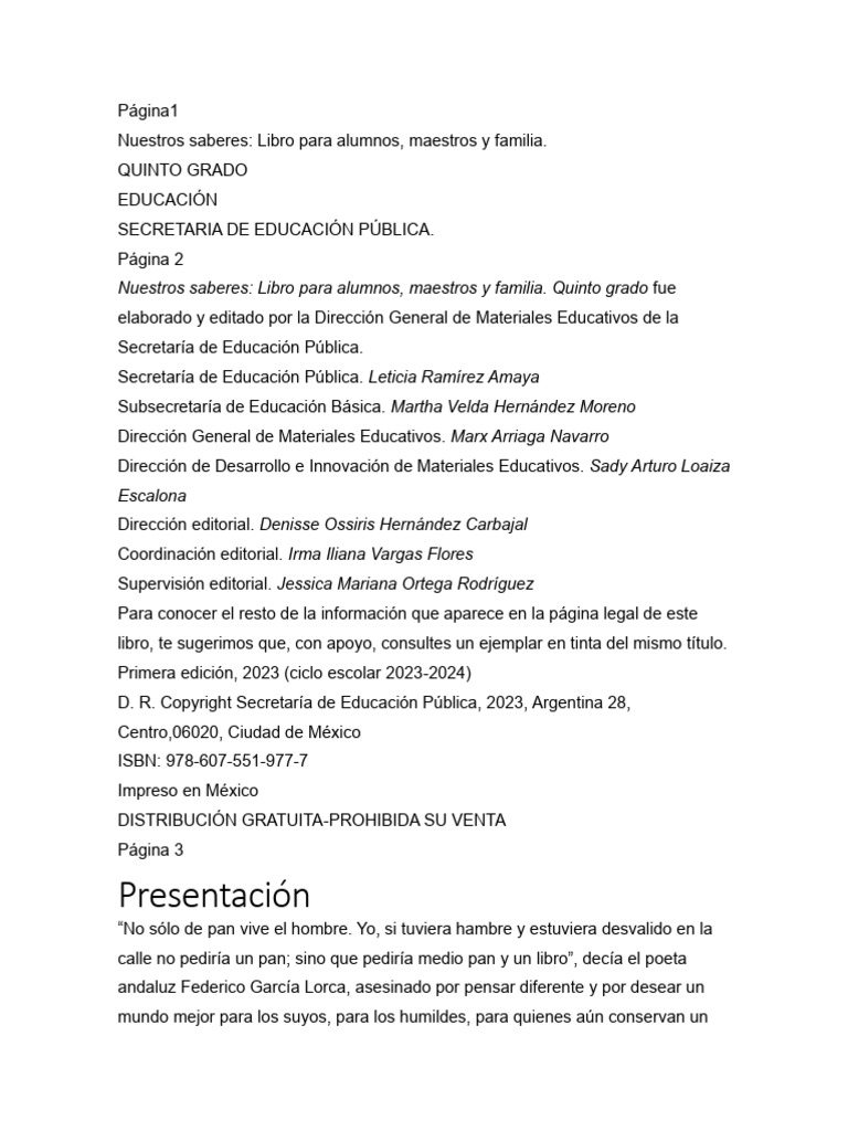 Libro de Texto Quinto Grado SEP | PDF | Narración | Lógica