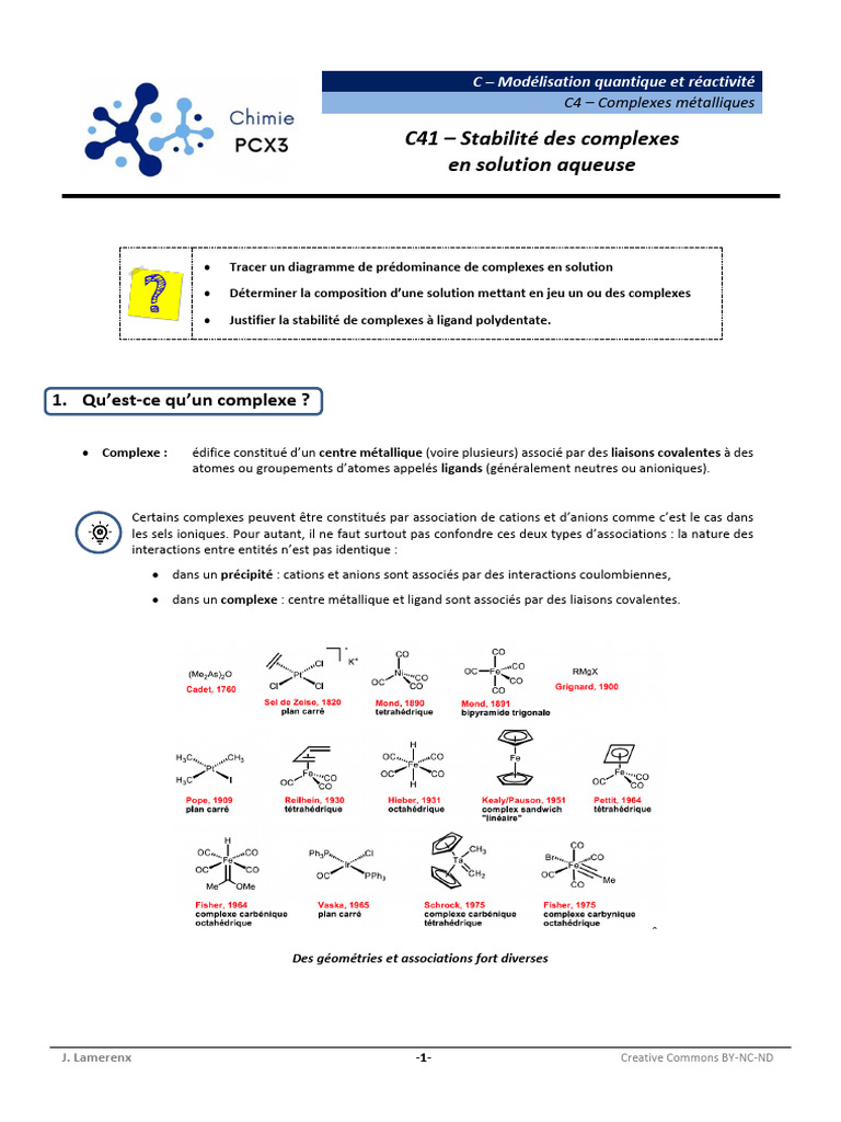 Stabilité des complexes métalliques en solution | PDF | Chimie | Titrage