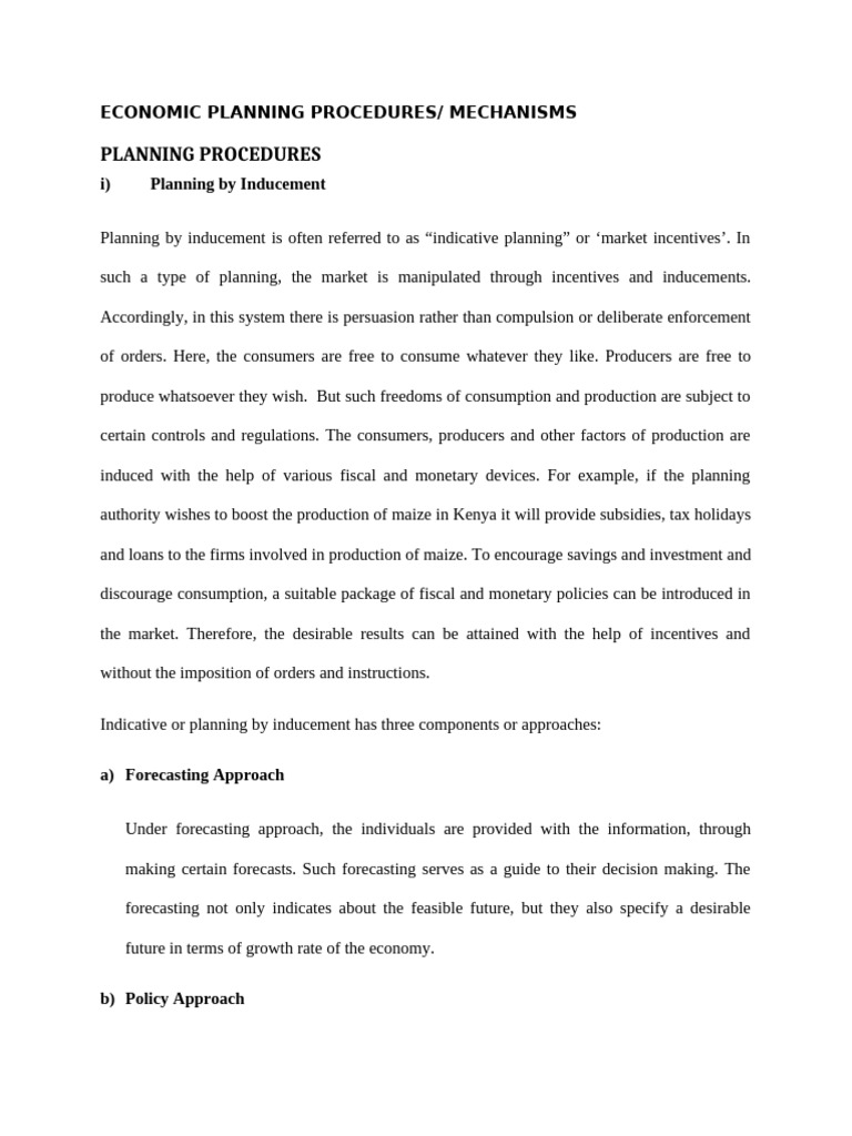 Economic Planning Mechanisms Explained | PDF | Policy | Market (Economics)
