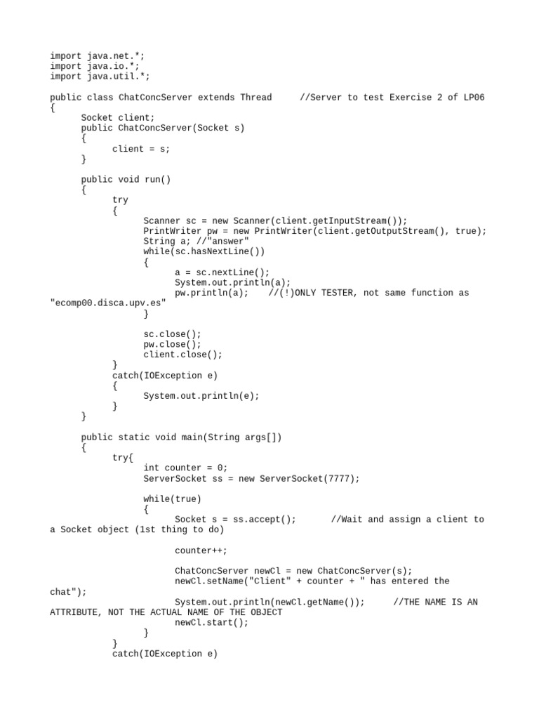 Chat Conc Server | PDF