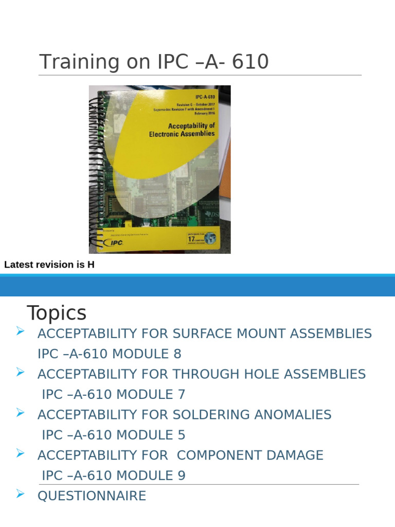 IPC-A-610 Training Overview | PDF | Printed Circuit Board | Soldering