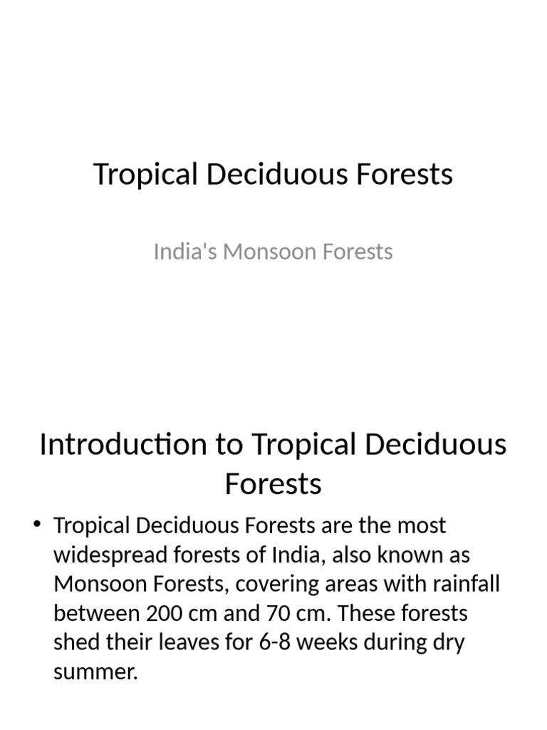 Overview of India's Tropical Deciduous Forests | PDF | Home & Garden