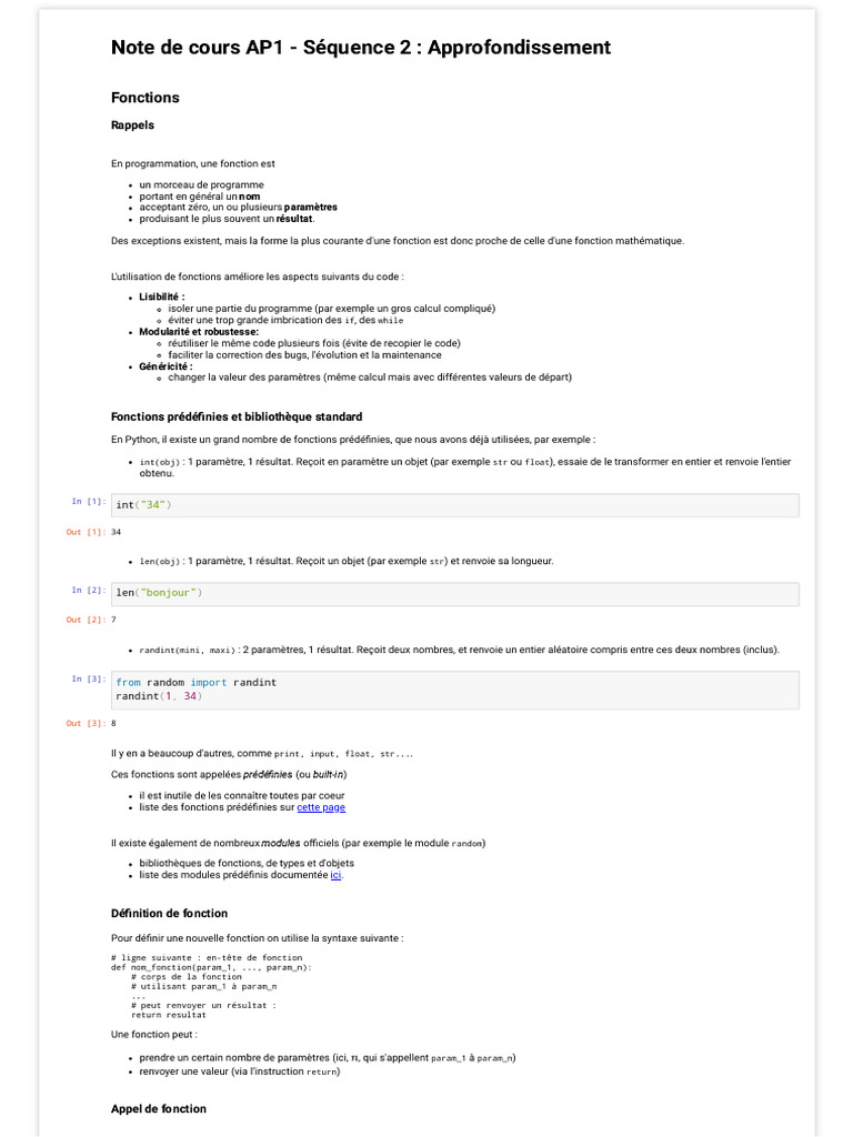 Introduction aux Fonctions en Python | PDF | Environnement de ...