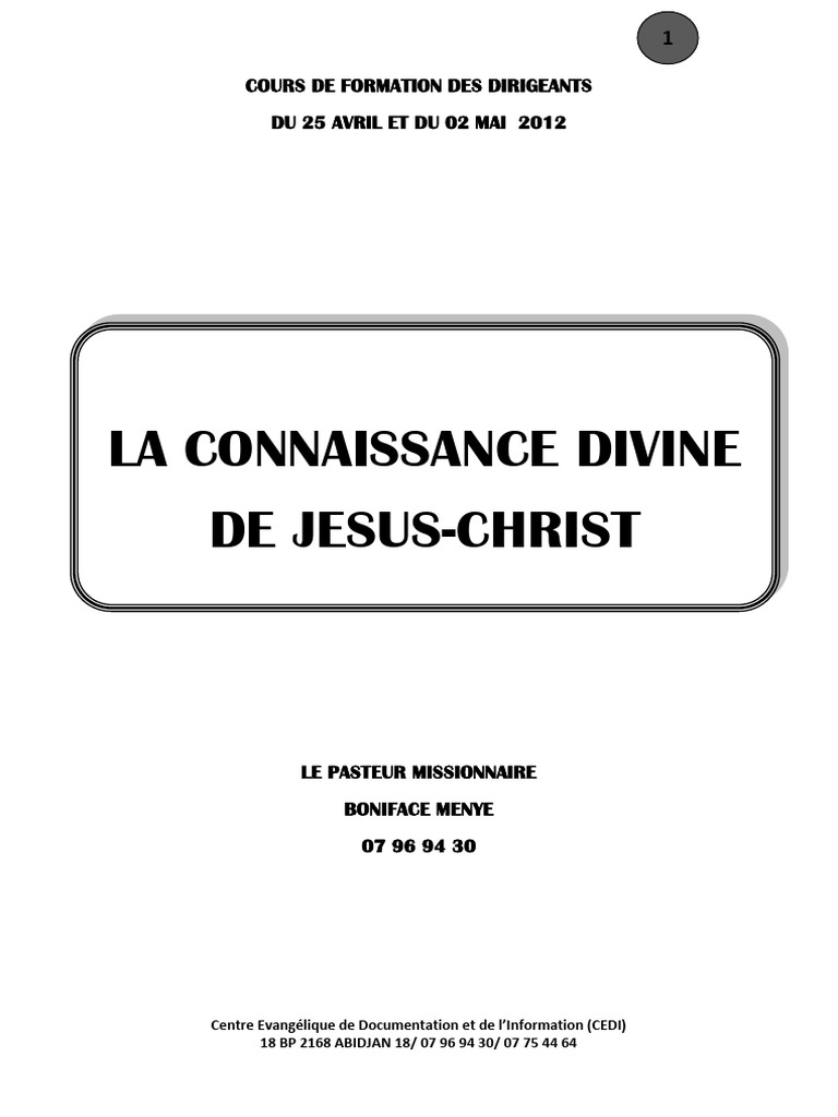 Connaissance Divine de Jésus-Christ | PDF | Jésus | Dieu