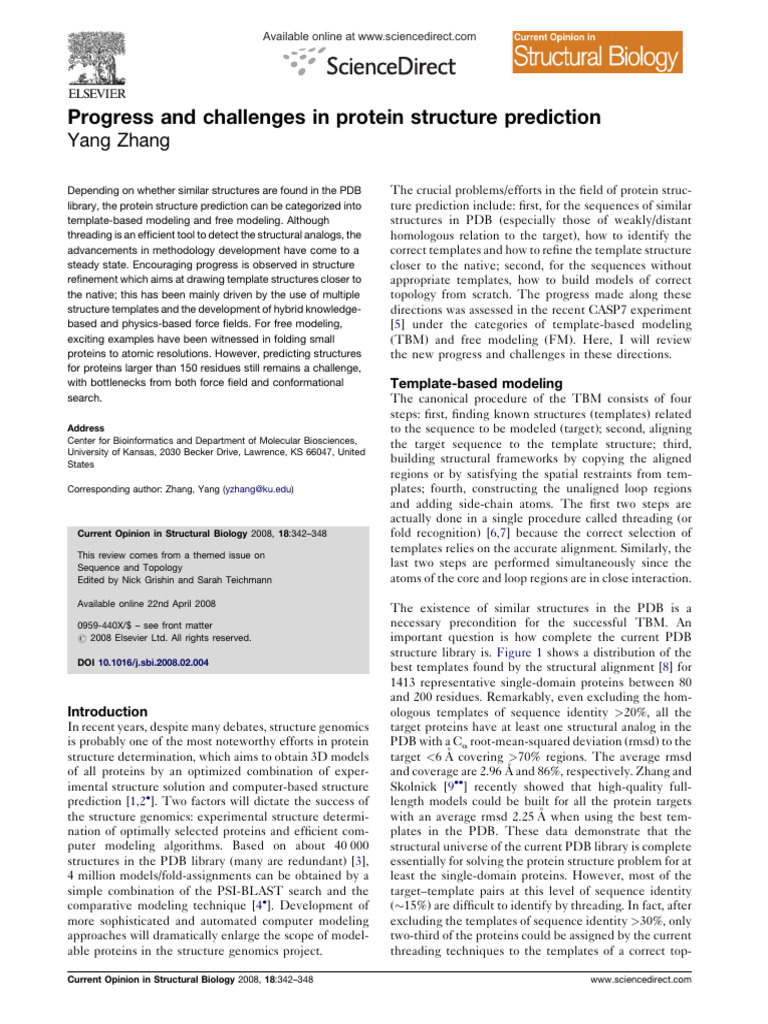 Protein Structure Prediction Advances | PDF | Proteins | Sequence Alignment