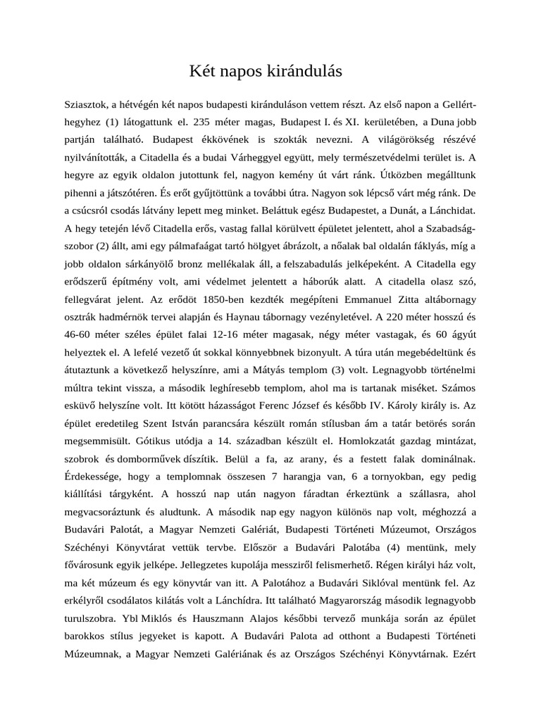 Két Napos Kirándulás | PDF