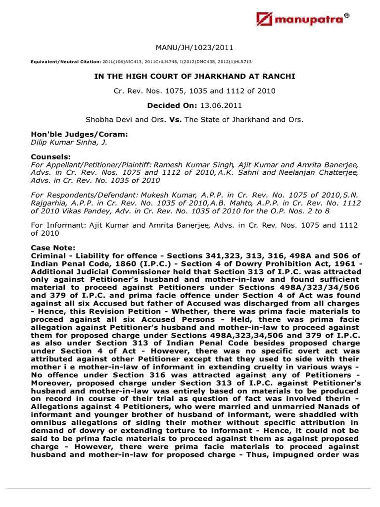 Shobha Devi and Ors Vs The State of Jharkhand and 2111074COM417277-1 ...