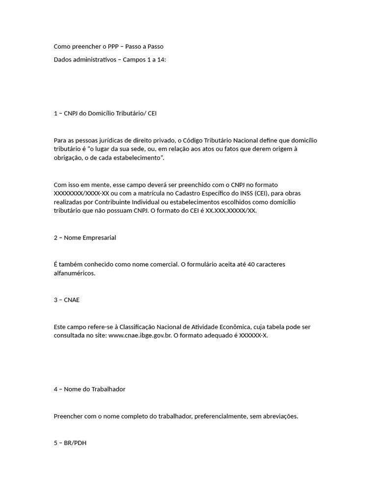 Como Preencher o PPP: Guia Completo | PDF