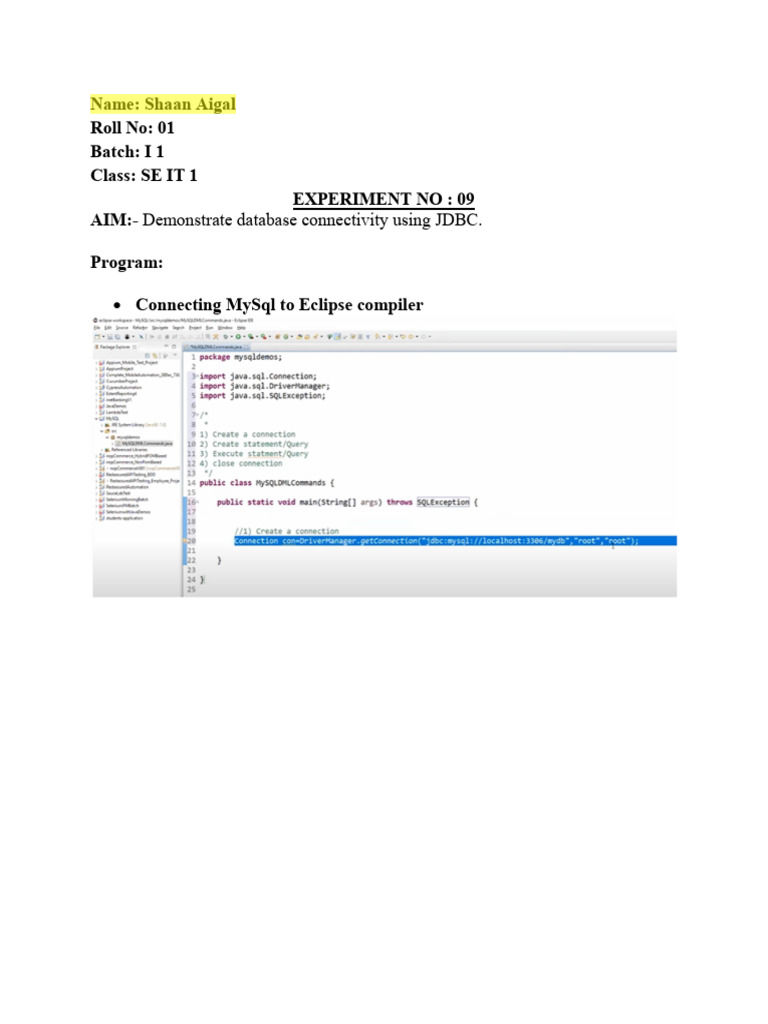 JDBC Database Connectivity Demo | PDF