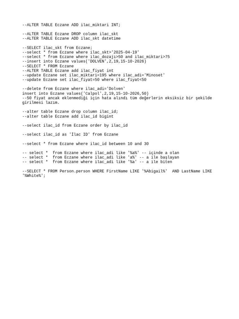 SQL Sorgu | PDF