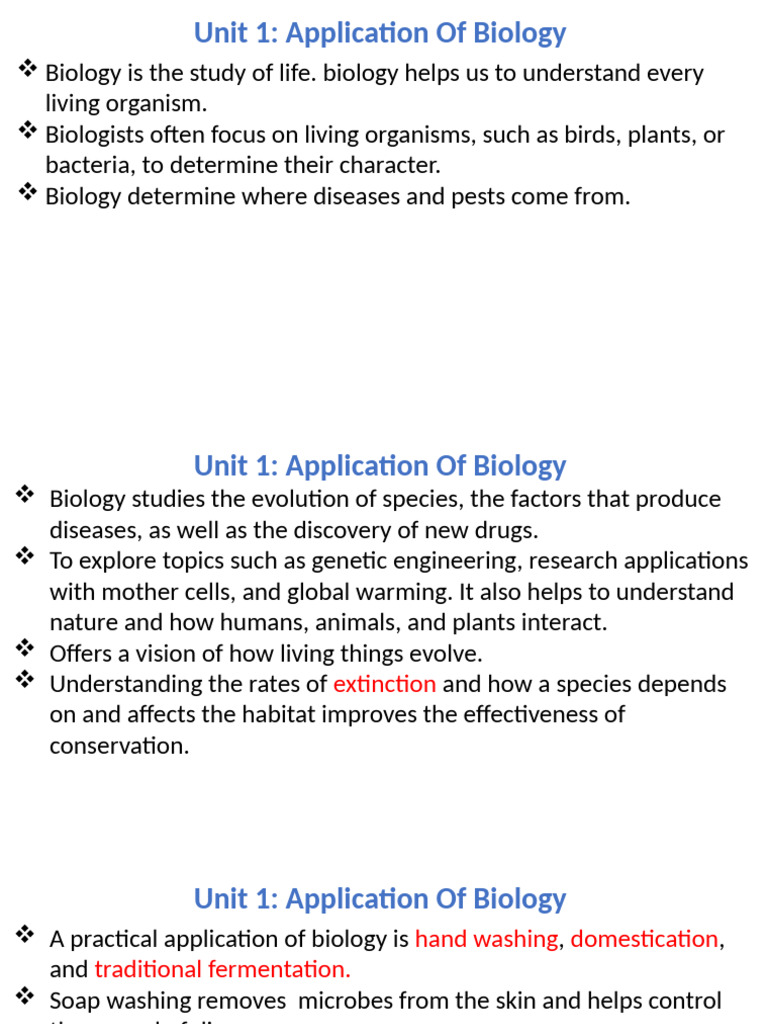 Biology Applications in Conservation and Food Security | PDF | Breads ...