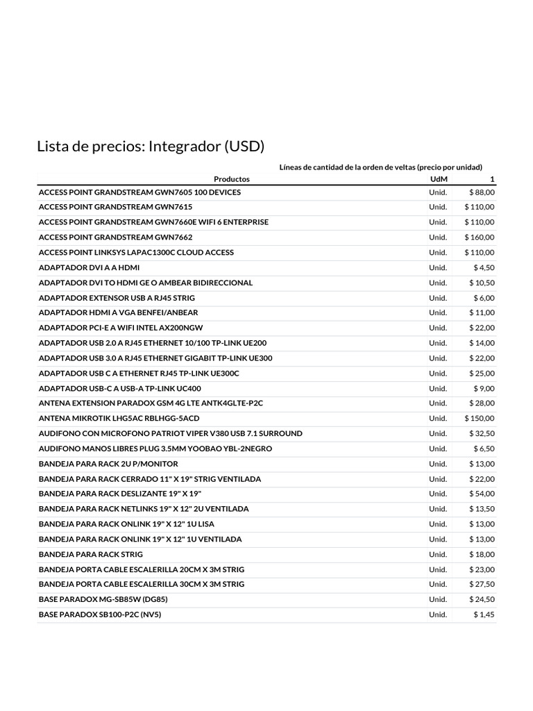 Lista de Precios de Equipos y Accesorios | PDF | Hardware de la ...