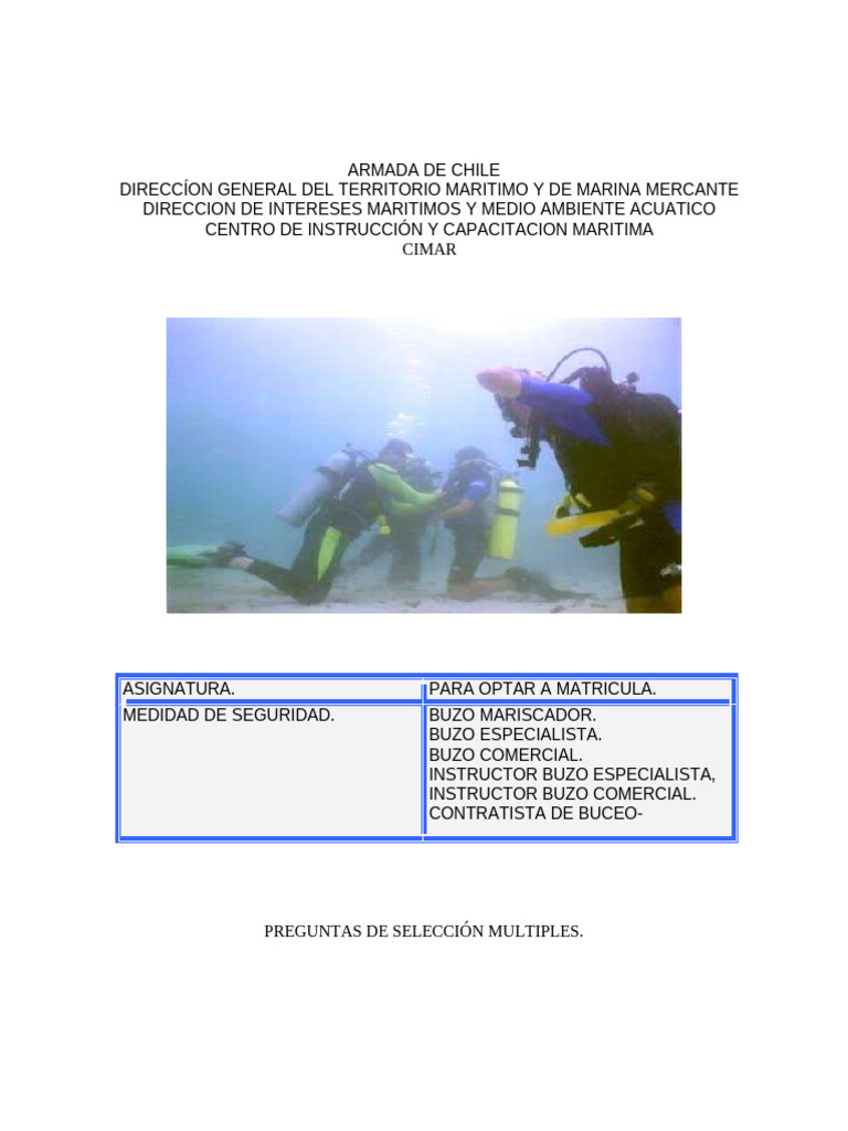 Medidad de Seguridad | PDF | Buceo bajo el agua