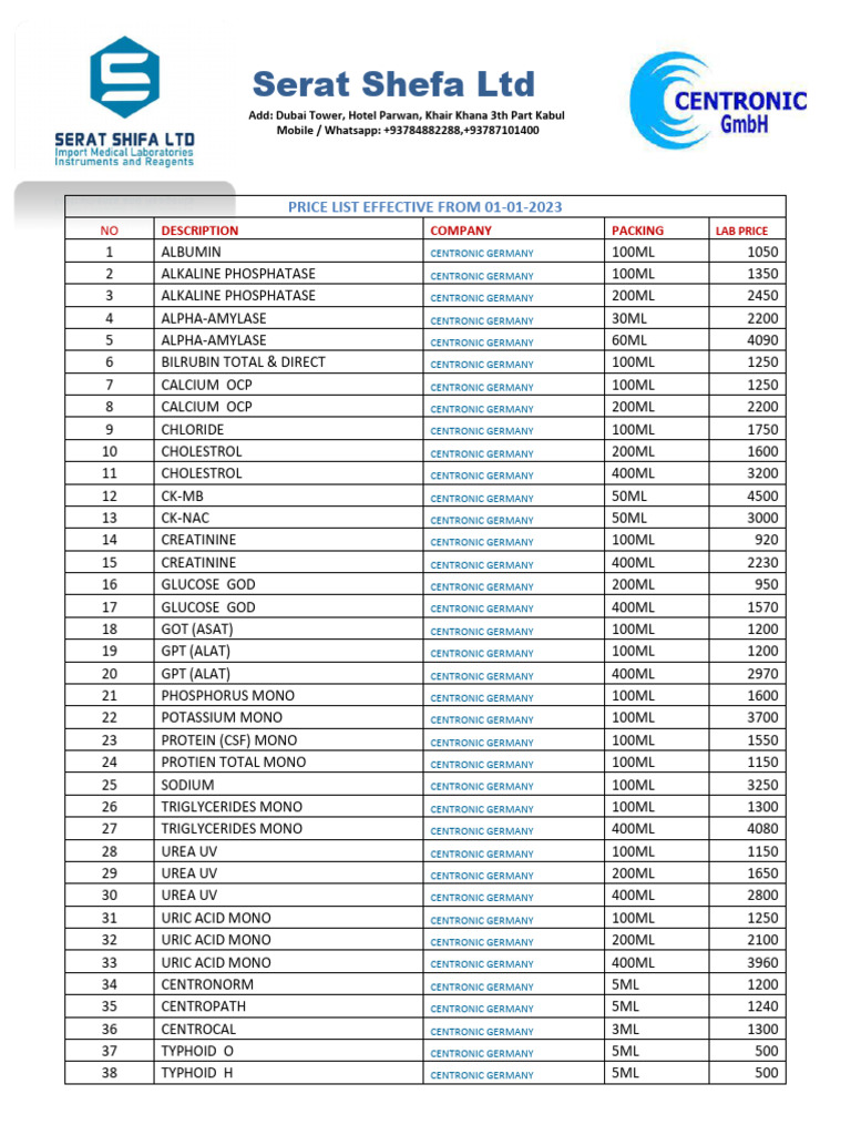 Price List 2023 Lab Price | PDF | Chemical Compounds | Chemical Substances