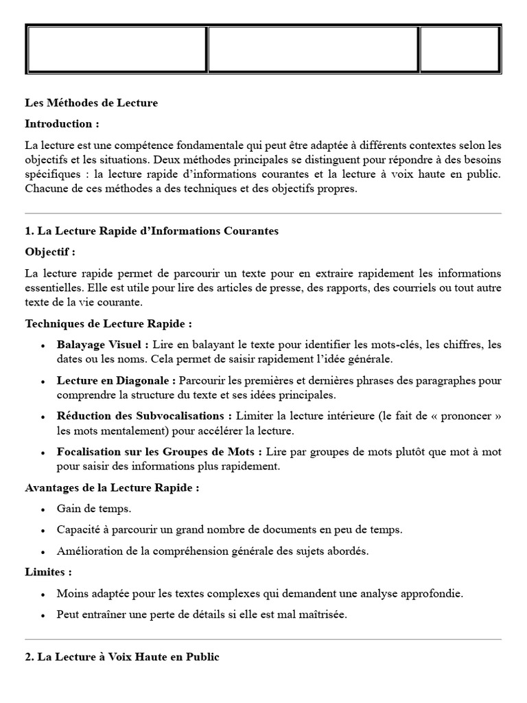 Méthodes de Lecture Efficaces | PDF | Lecture rapide | Sciences cognitives