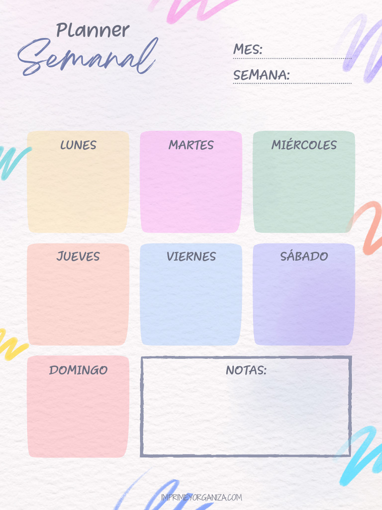 Planner Semanal Pastel | PDF