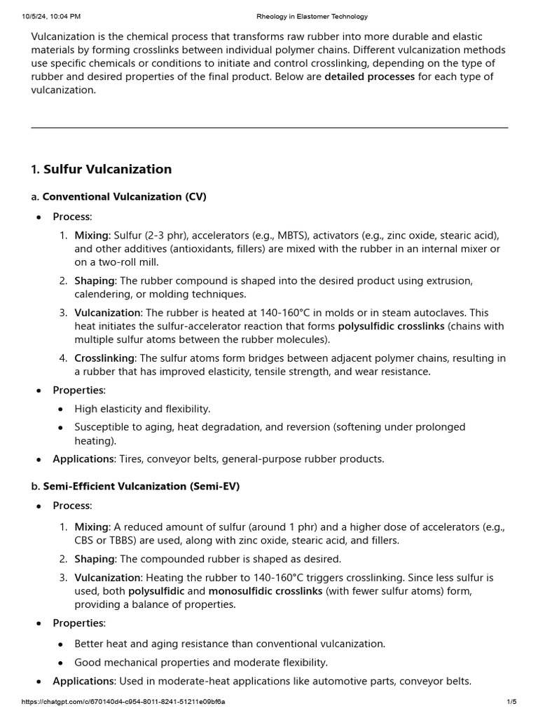 Overview of Vulcanization Methods | PDF | Polyurethane | Natural Rubber