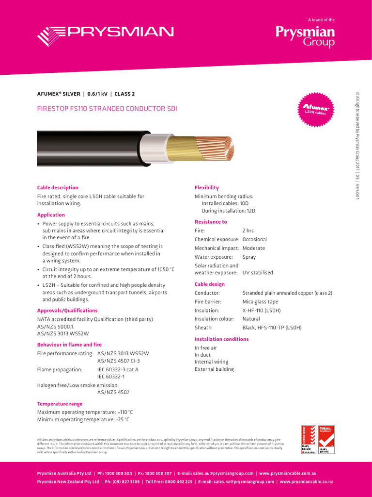 Fire Stop Fs 110 Stranded Conductor Sdi | PDF | Electrical Wiring ...