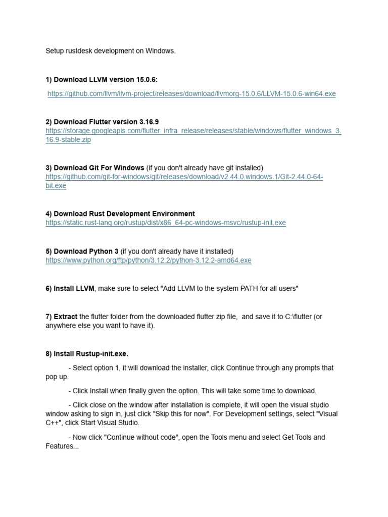 Rustdesk Development Setup for Windows | PDF | Installation (Computer ...