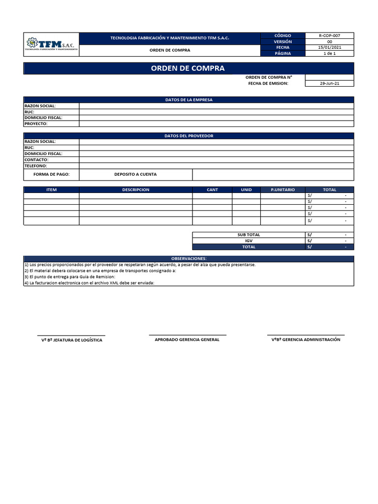 Orden de Compra | PDF | Industrias de servicio | Business