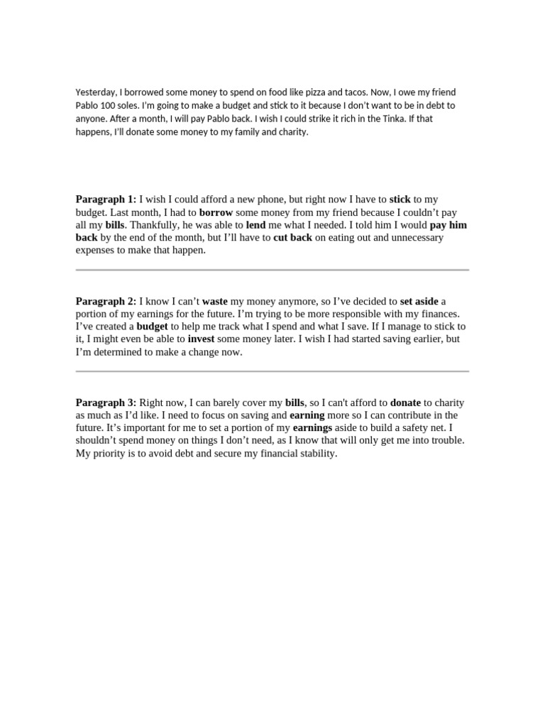 Writing | PDF | Debt | Money