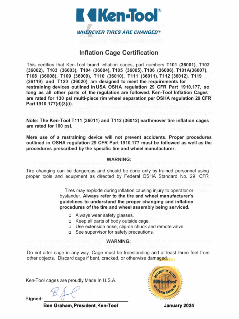 Inflation Cage Certification - With Seal 2024 | PDF